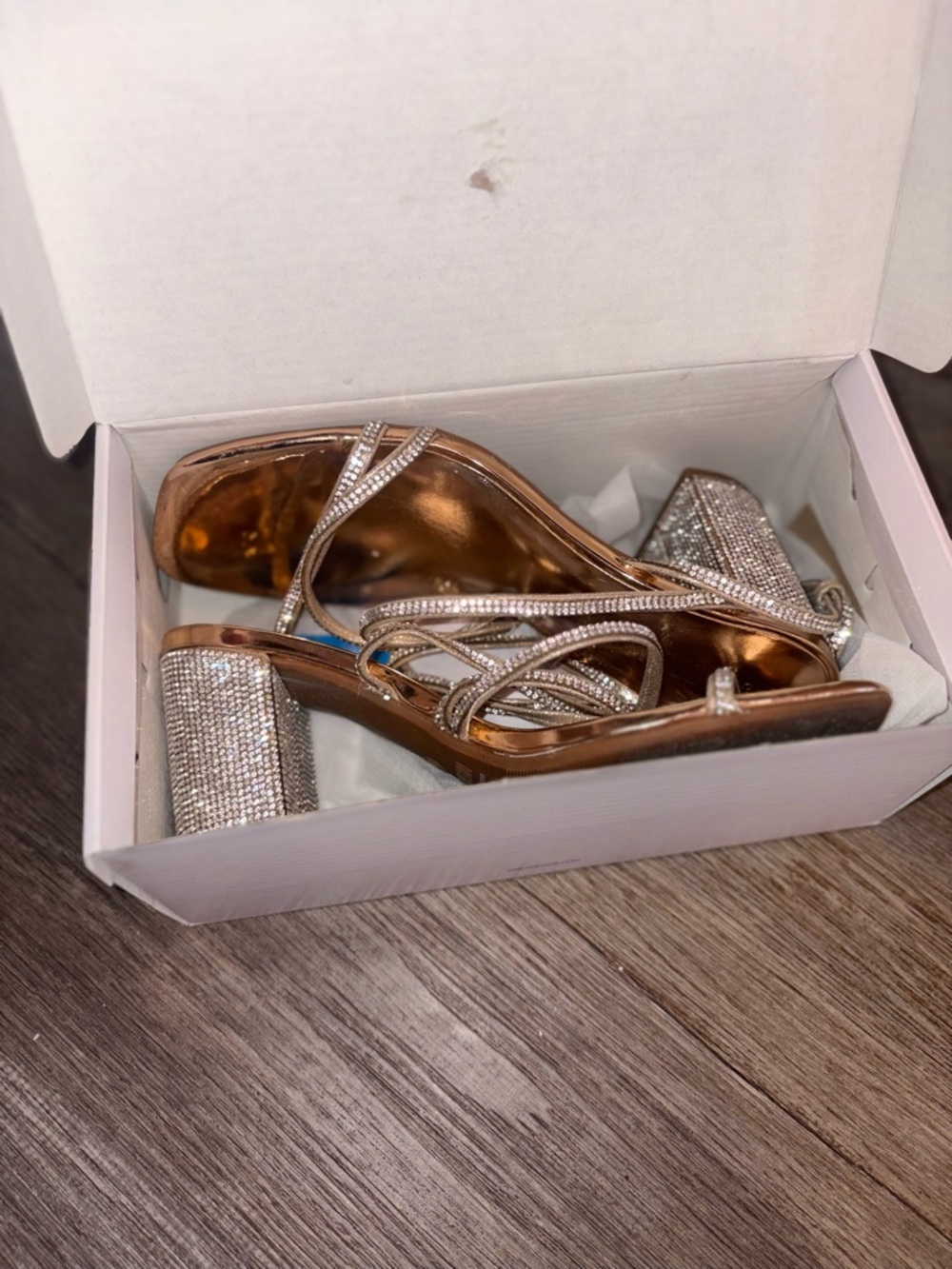 Dream Pairs Rose Gold Rhinestone Block Heel Sandal - Picture 3 of 7